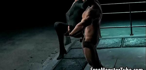  3D Catwoman getting fucked outdoors by Wolverine